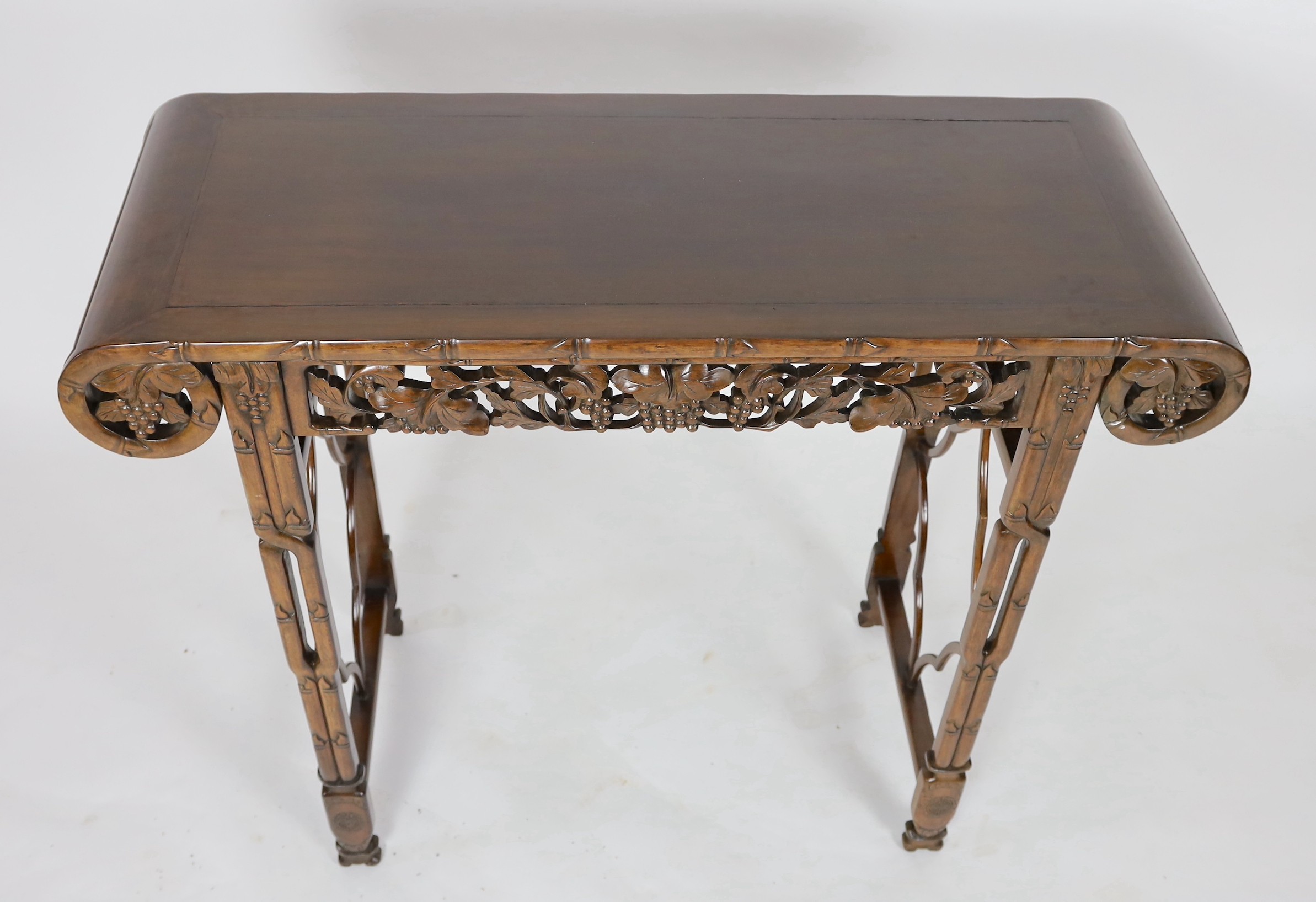A Chinese hardwood altar table, 20th century, 122cm wide, 102cm high, 46cm deep